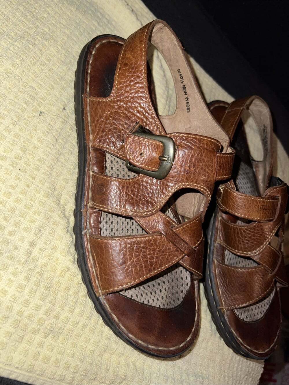 Born Shoes Women's Sz 9 Fisherman Sandals Open Toe Genuine Leather Brown Comfort - Picture 5 of 12
